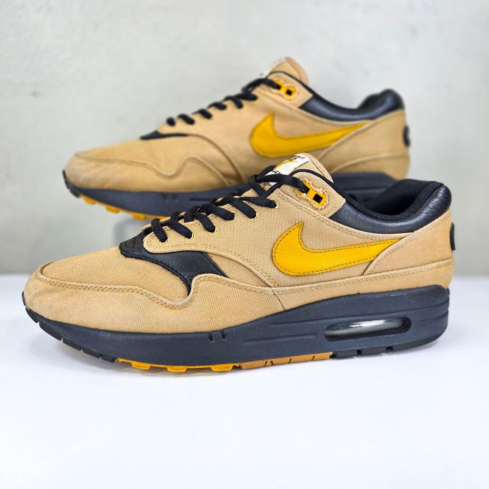 Nike Air Max 1 Premium Elemental Gold Canvas 875844-700 Sz 9.5